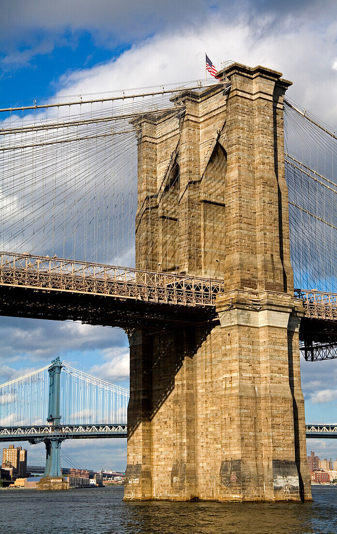 Brooklyn Bridge Viewed From Lower Manhattan, New York City, New York, Usa