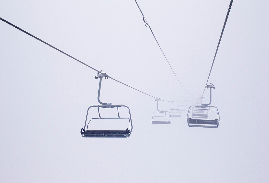 Ski Lift Chairs In The Fog