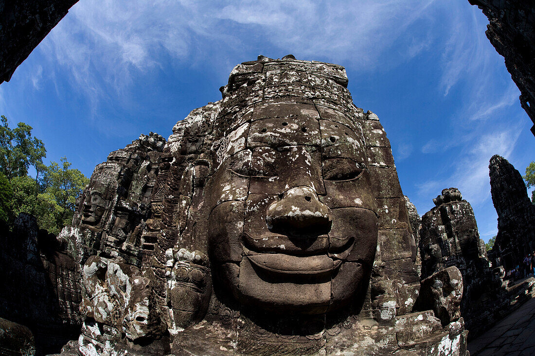 'Bayon Temple, Angkor, Cambodia; Sculpted Face'