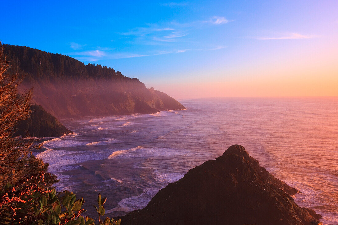'Oregon, United States Of America; Sunset At Heceta Head'