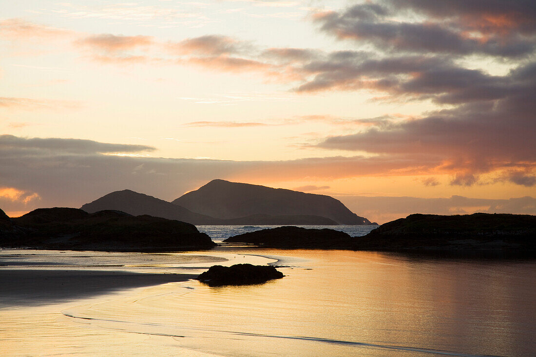 'Derrynane Beach, County Kerry, Ireland; A View Of The Water From The Coast At Sunset'