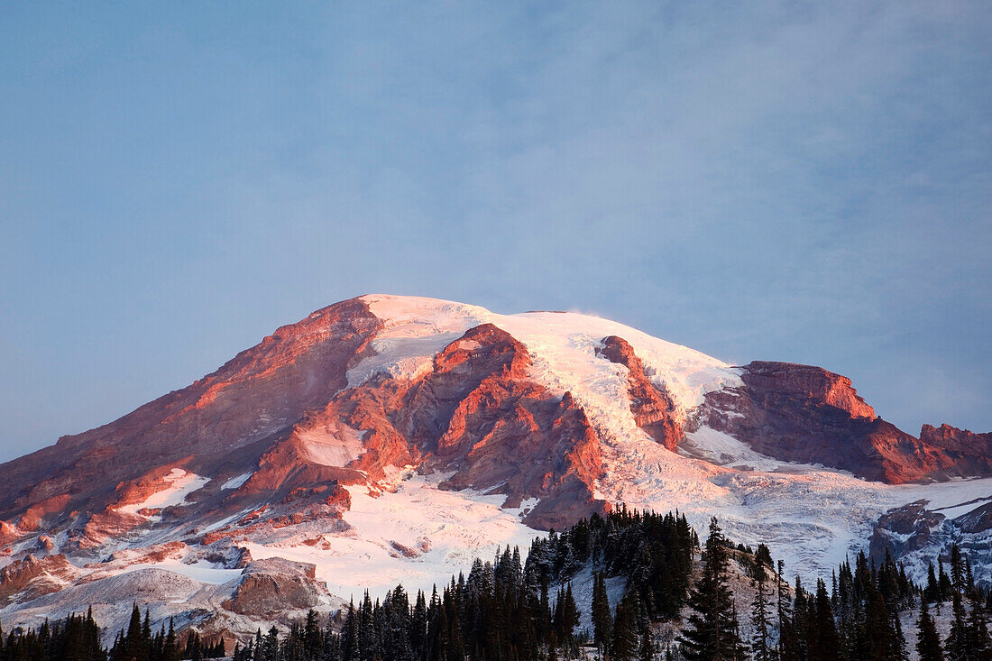 'Washington, United States Of America; Sunrise On Mount Rainier At Paradise Park In Mt. Rainier National Park'