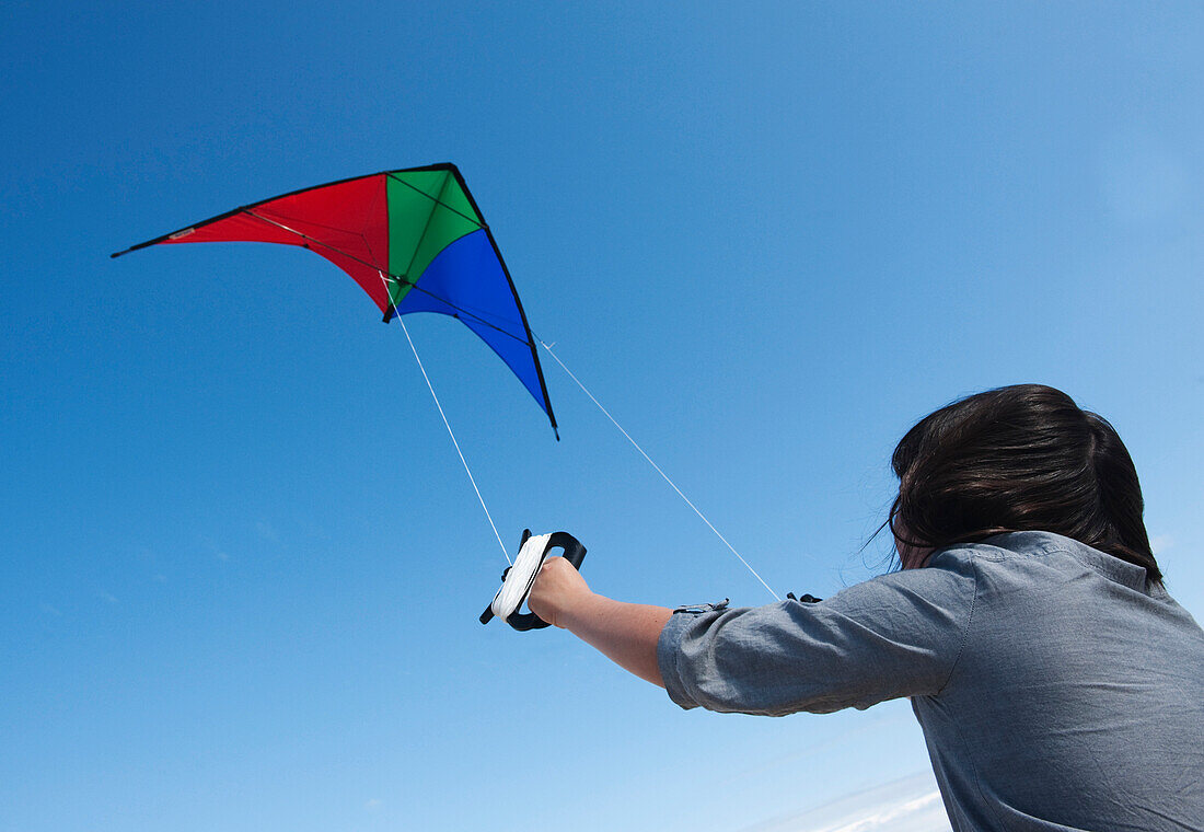 'A Girl Flying A Kite; Cadiz, Andalusia, Spain'