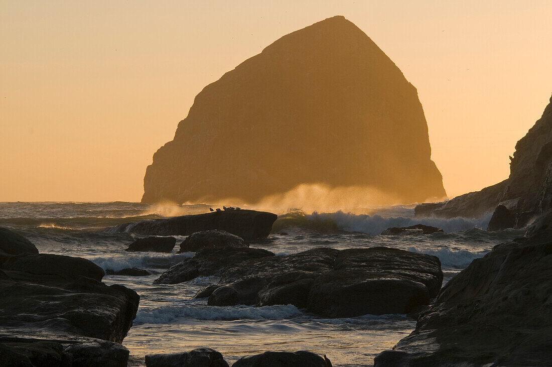 'Haystack Rock At Cape Kiwanda; Pacific City, Oregon, Usa'