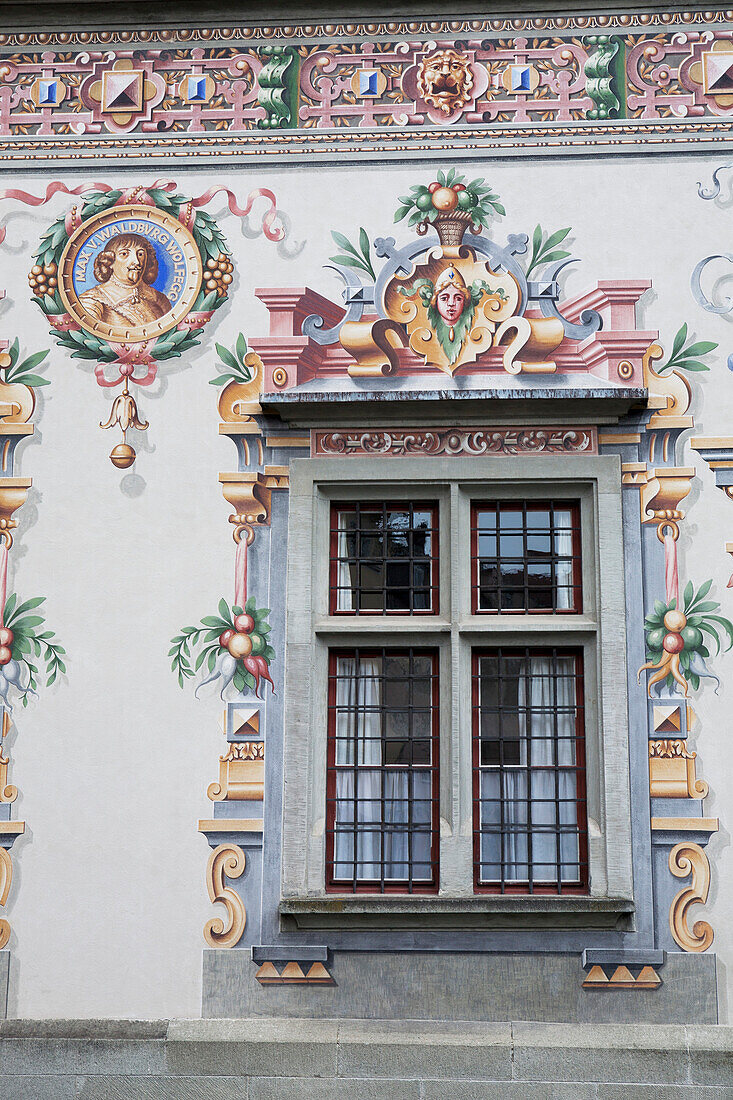 'A Colorful Painted Wall Framing A Window; Lindau, Germany'
