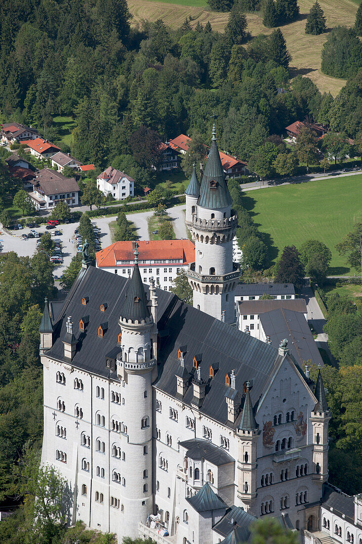 'Bavarian Castle With Fields And Trees Surrounding It; Fussen, Germany'