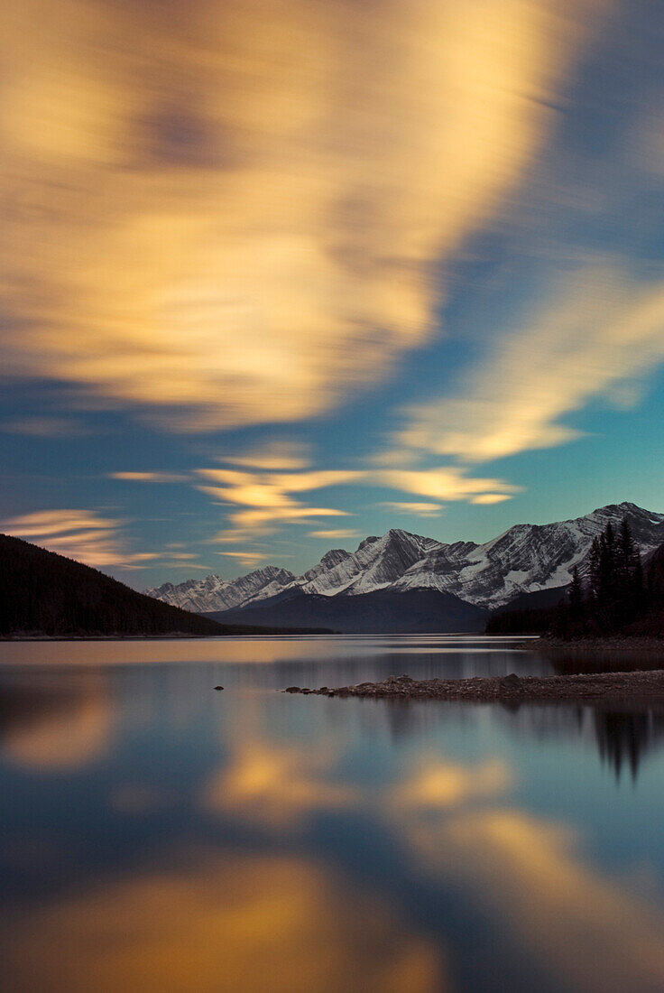 'The Upper Lake At Sunset; Kananaskis, Alberta, Canada'