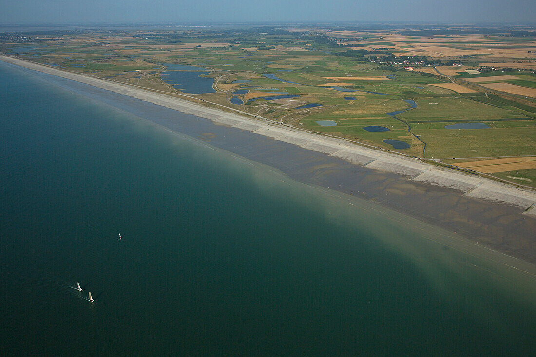 France, Somme (80) The Hable-D'Ault protected natural area of coastline (aerial view)