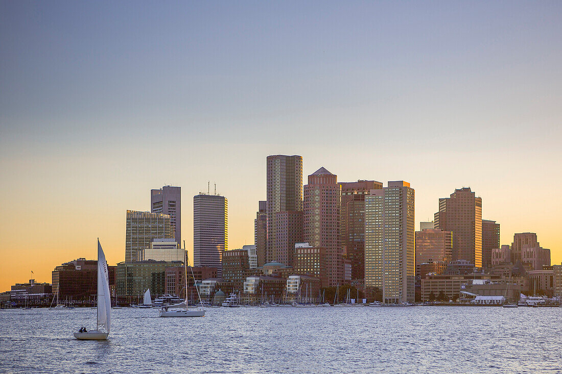 USA, Massachusetts, Boston City, The Skyline at sunset