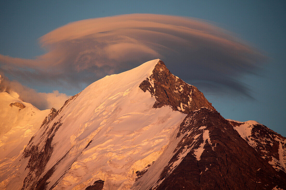 Sunset on the Mont Blanc. Chamonix. France.