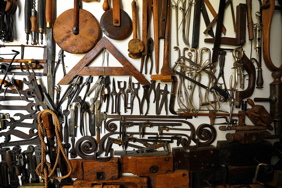 Nantes. Loire-Atlantique. Old tools artisans. A square wooden