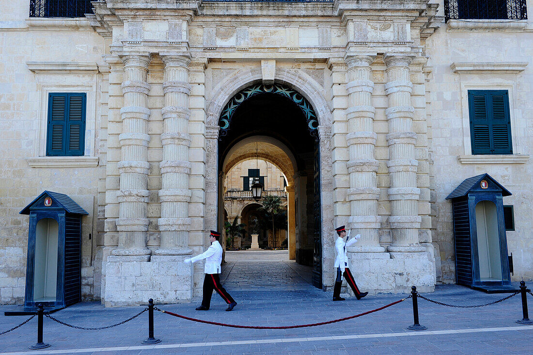 Guard of the Presidential Palace in  St. George's Square in Valletta, Malta, Europe