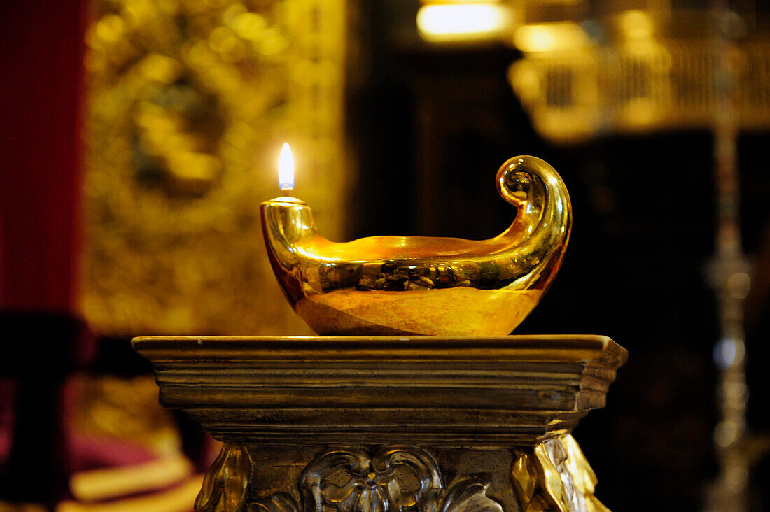 Candle inside Saint John's Co-Cathedral in Valletta, Malta, Europe