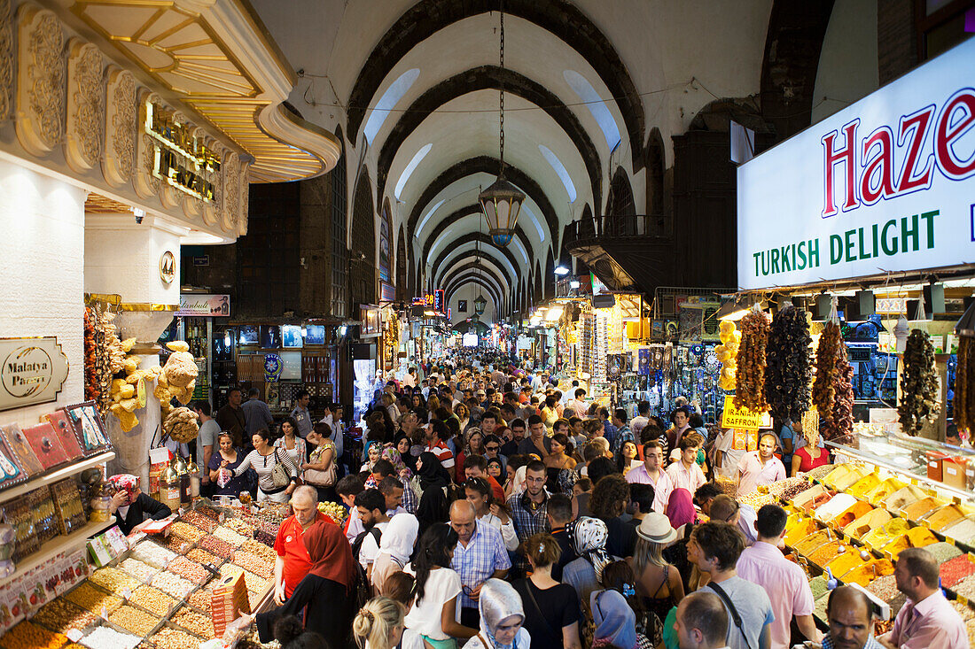 'The crowds at the Spice Bazaar; Istanbul, Turkey'