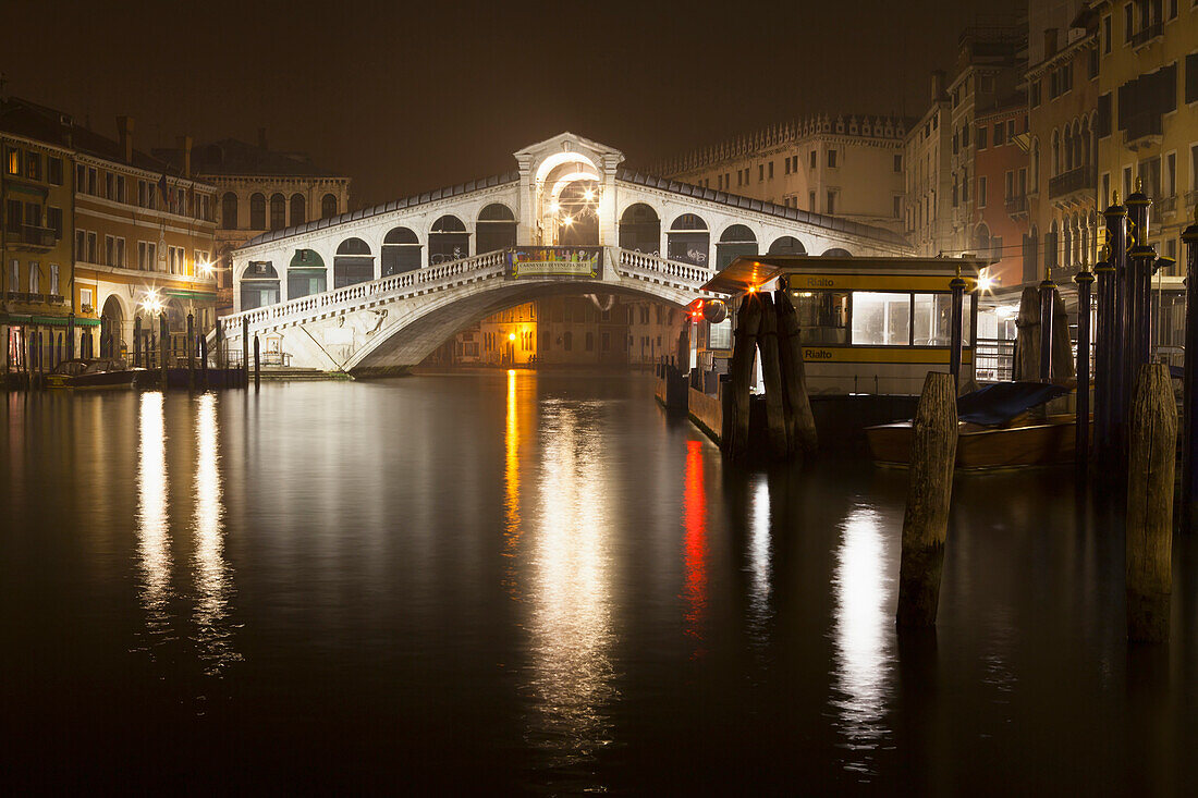 'Rialto Bridge at night; Venice, Italy'