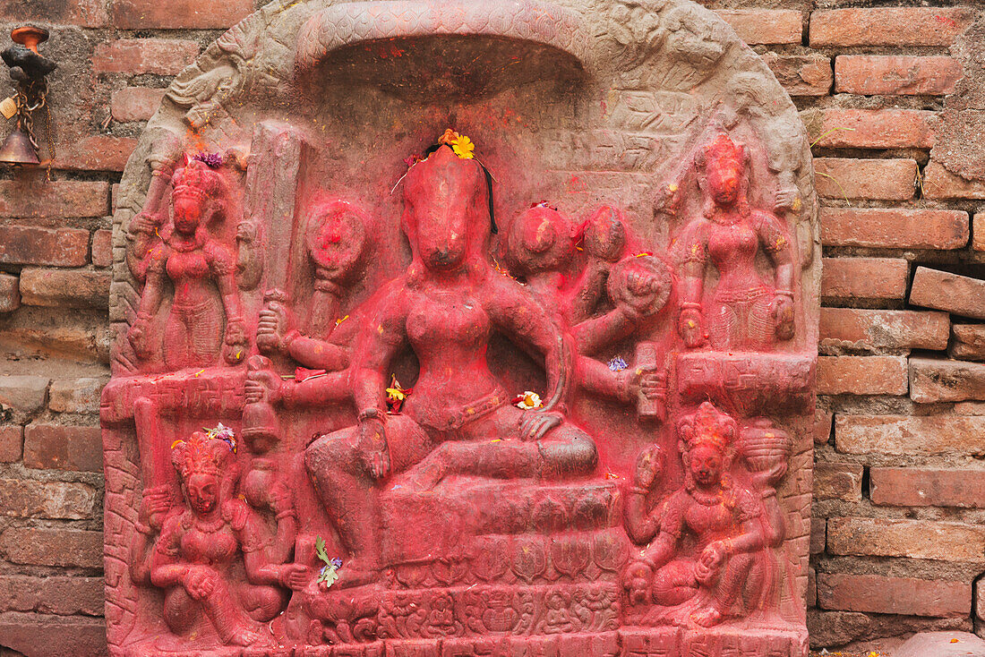 'Stone carving on the cremation ghats; Pashupathinath, Nepal'