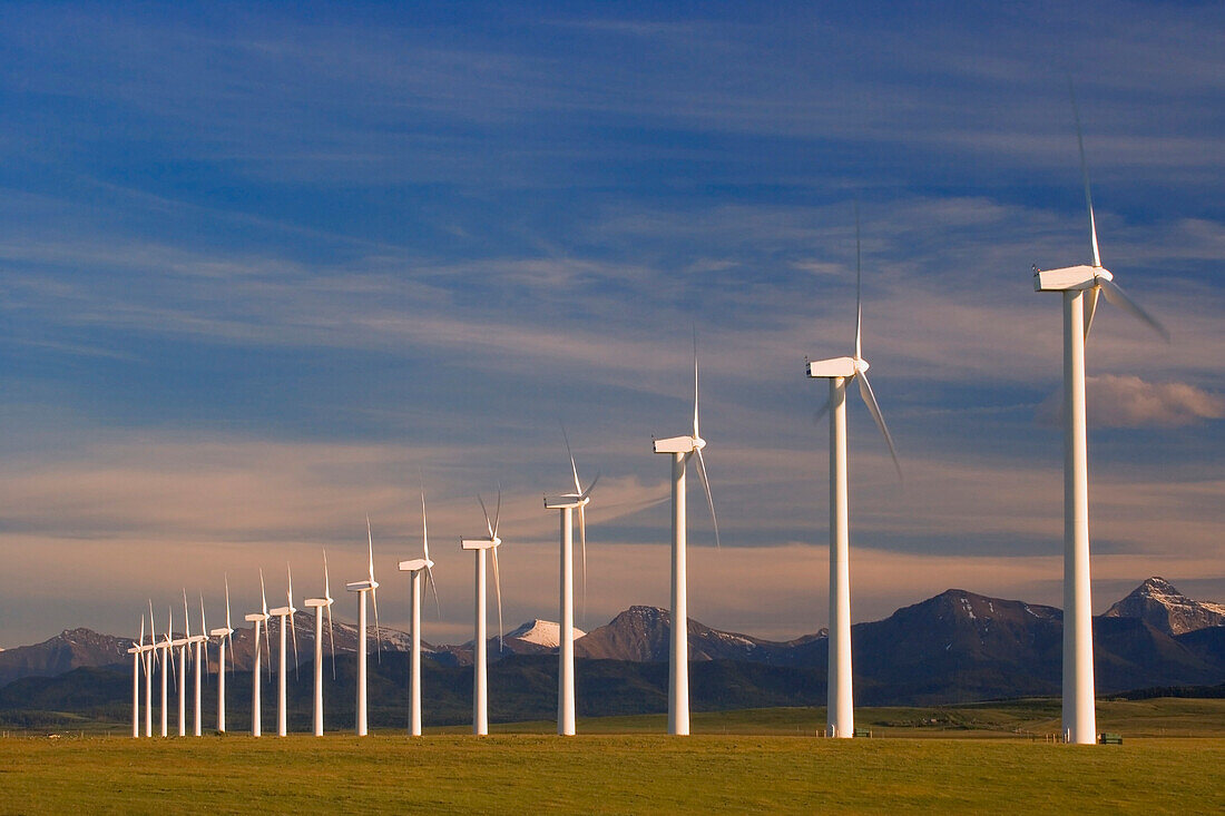 Row Of Wind Turbines, Alberta, Canada