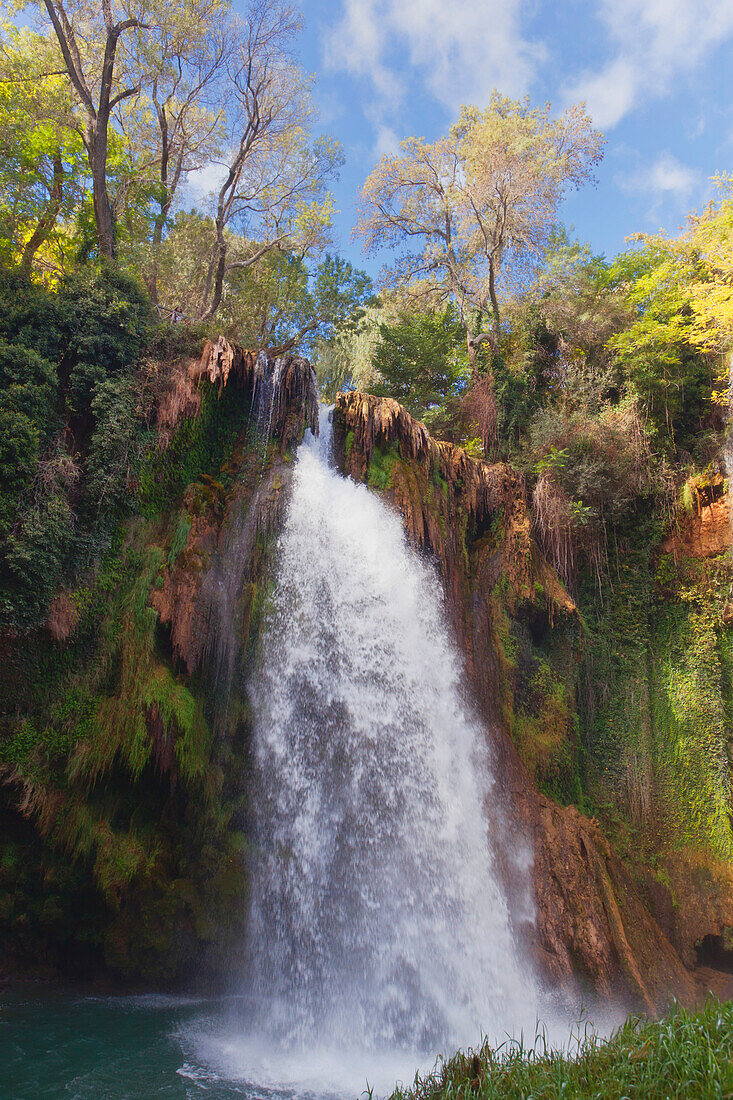 'The La Caprichosa Waterfall In Natural Park Monasterio De Piedra; Zaragoza Province, Aragon, Spain'
