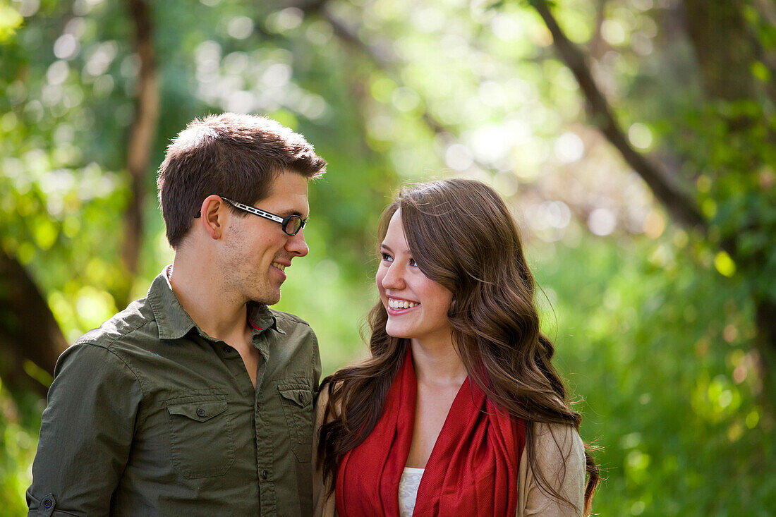 'Portrait Of A Newlywed Couple In A Park; Edmonton, Alberta, Canada'