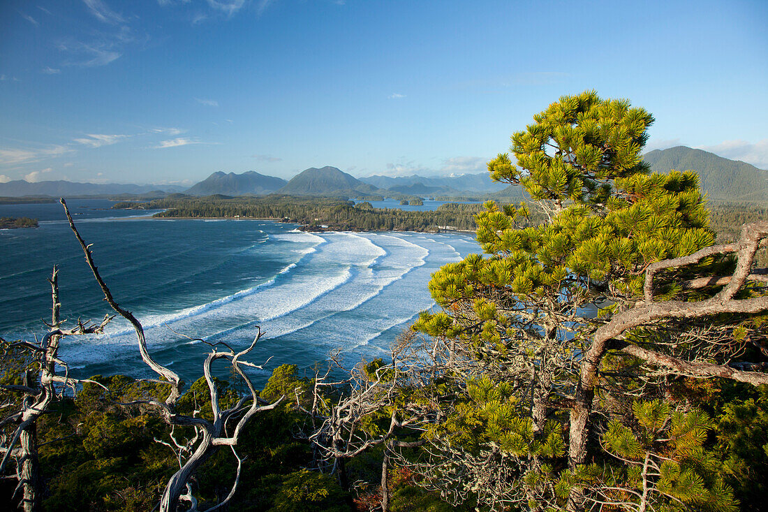 'The View Of Cox Bay And Surrounding Mountains And Temperate Rainforest Near Tofino; British Columbia, Canada'