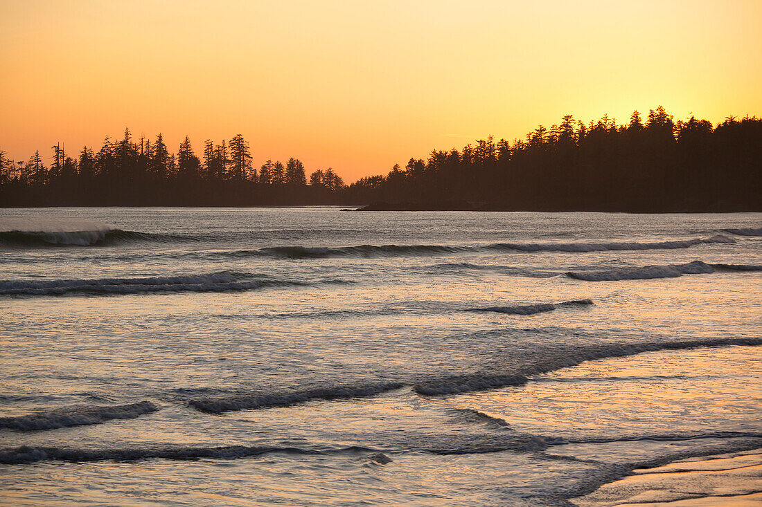 'Waves At Long Beach A Surfer's Paradise At Sunset In Pacific Rim National Park Near Tofino; British Columbia, Canada'