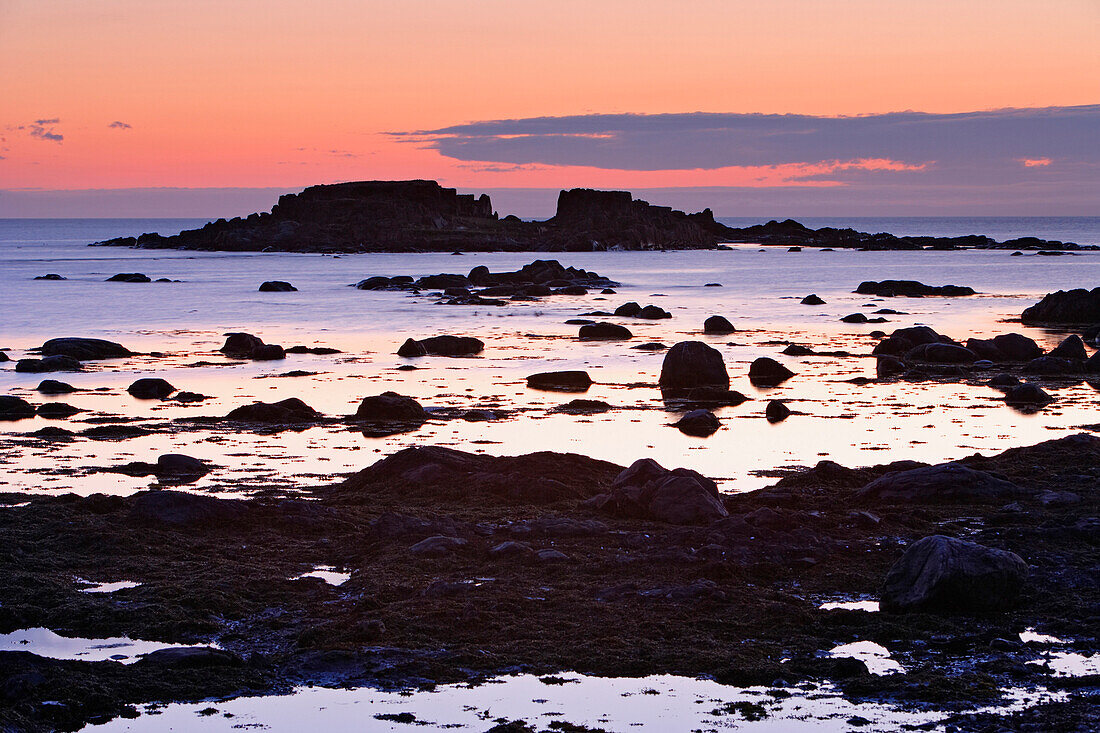 View Of Rock And Sea At Twilight, L'anse Aux Meadows, Newfoundland, Canada