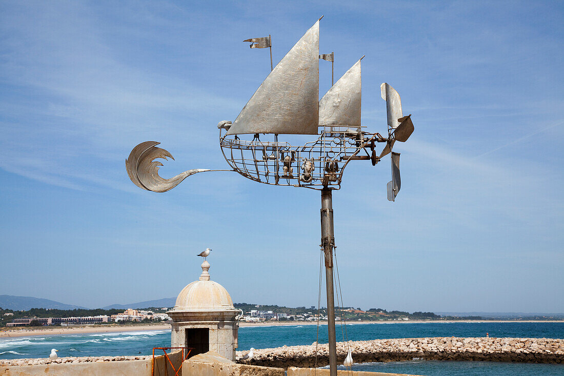 'Sculpture Of A Sailboat Along The Coast; Lagos Algarve, Portugal'