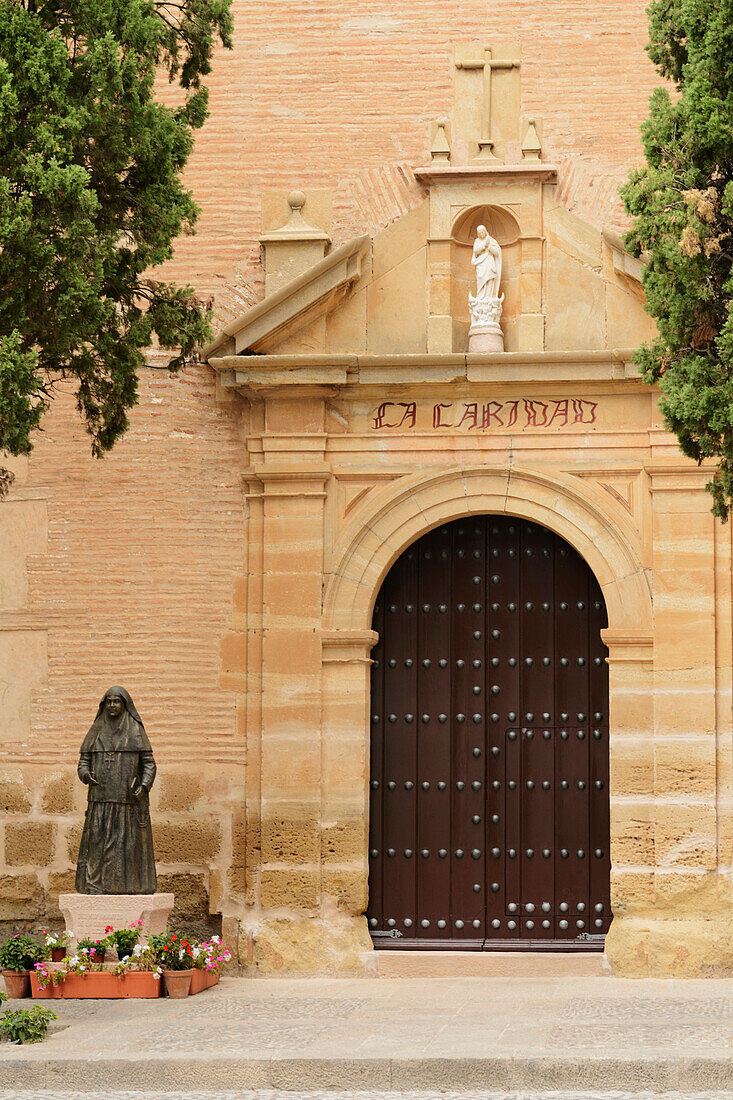 'Iglesia Y Convento De La Caridad With The Statue Of The Duquesa De Parcent; Ronda, Malaga, Spain'