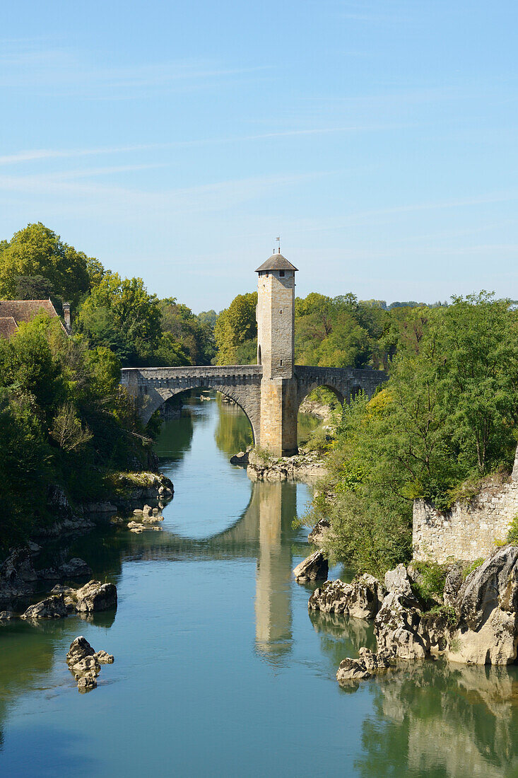 '13Th Century Bridge Pont Vieux Which Spans The Gave De Pau; Orthez, Pyrenees-Atlantiques, Aquitaine, France'