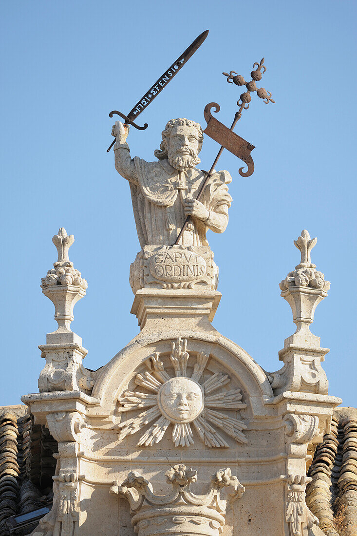 'Monastery Of Ucles With Saint James Wielding His Sword; Cuenca, Castile La Mancha, Spain'