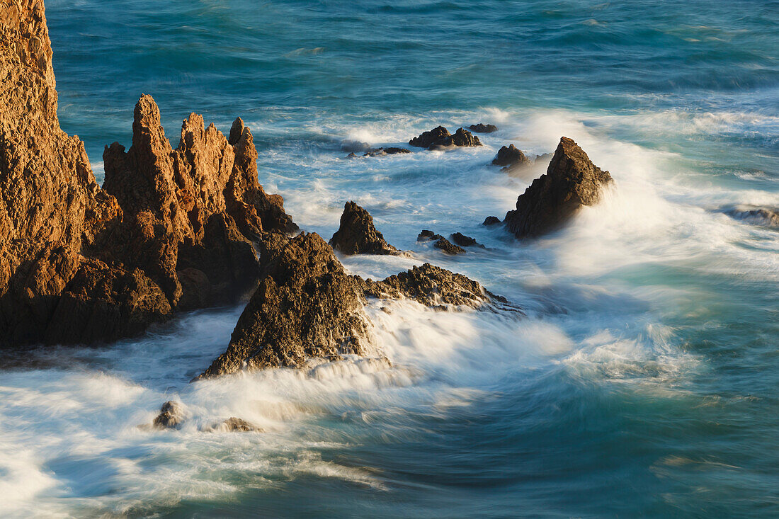 'Waves Breaking On The Arrecife De Las Sirenas Or Mermaid's Reef In Cabo De Gata-Nijar Natural Park; Almeria Province, Spain'