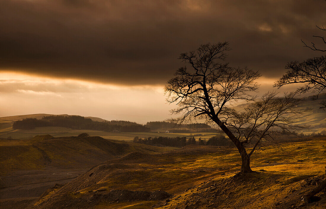'Storm clouds over a hilly landscape;Northumberland england'