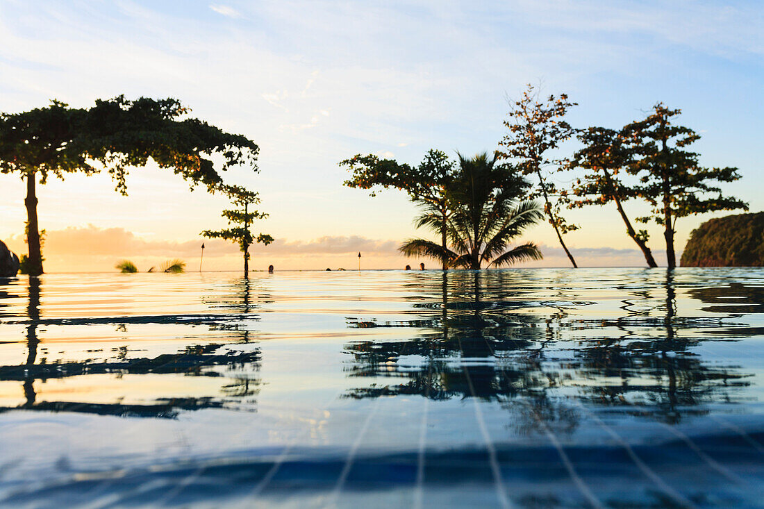 'Sunset at the radisson tahiti resort arue near papeete;Tahiti nui french polynesia south pacific'