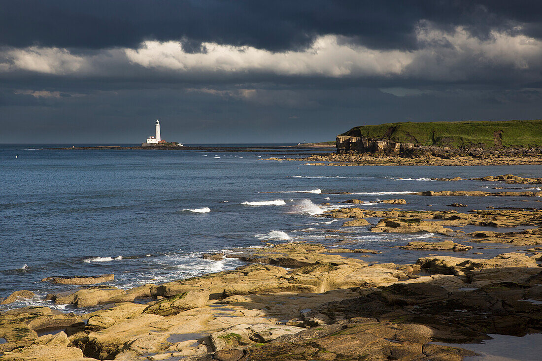 'St. mary's lighthouse on the coast;Whitley bay tyne and wear england'