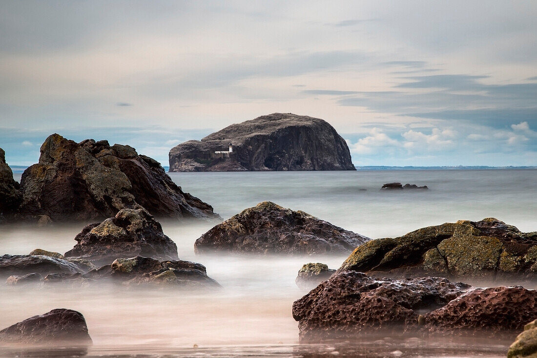 'Lighthouse on bass rock;Scottish borders scotland'