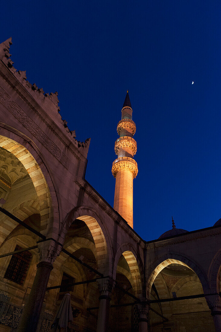 'Low angle view of the mosque of the valide sultan at night;Istanbul turkey'