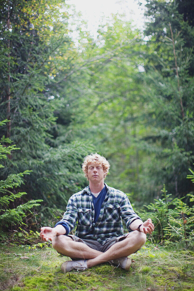 'A Man Meditating In The Forest; France'