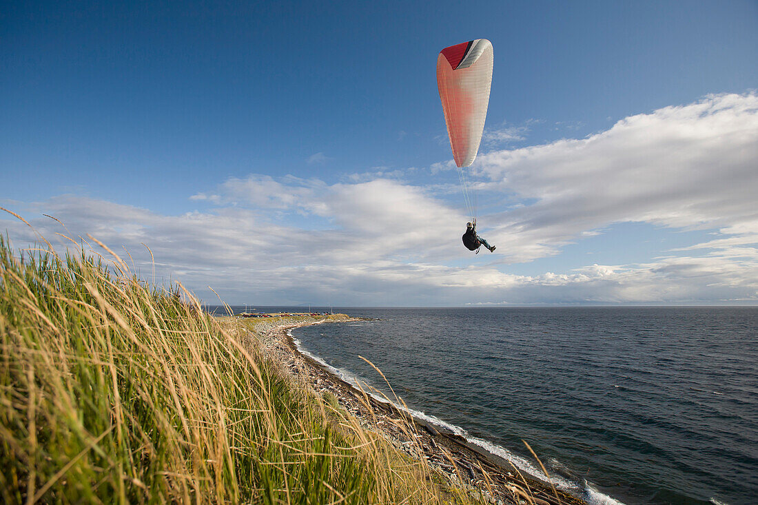 'Paragliding On The West Coast; Clover Point, Victoria, Vancouver Island, British Columbia, Canada'
