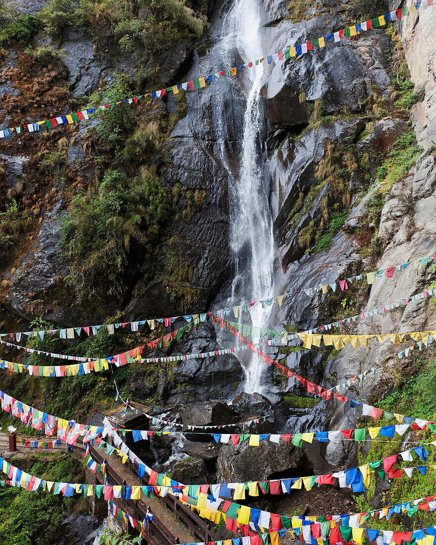 'Prayer Flags In The Buddhist Tiger's Nest Monastery; Paro Valley, Taktsang, Bhutan'