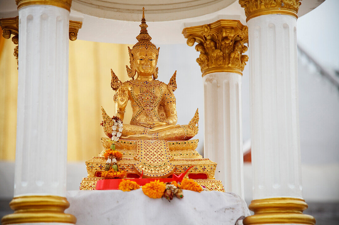 'Small Gold Seated Thai Buddha; Bangkok, Thailand'