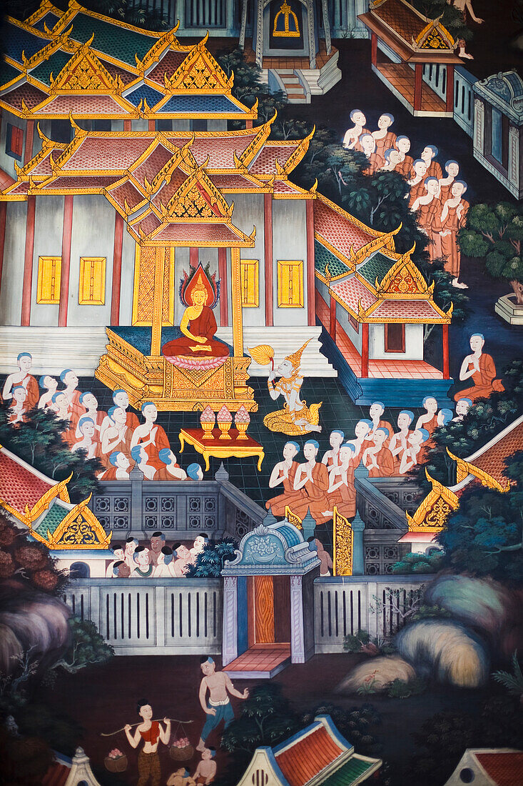'Detail Of Wat Pho Painting; Bangkok, Thailand'