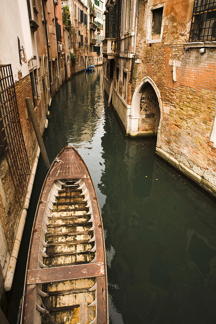 Boat Moored In Canal, Venice, Italy