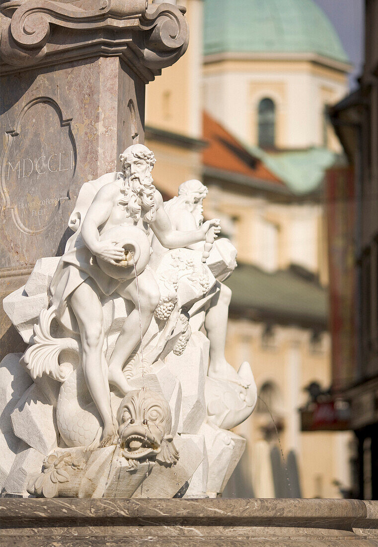 'Ljubljana, Slovenia; Robba Fountain And River Gods Statues'