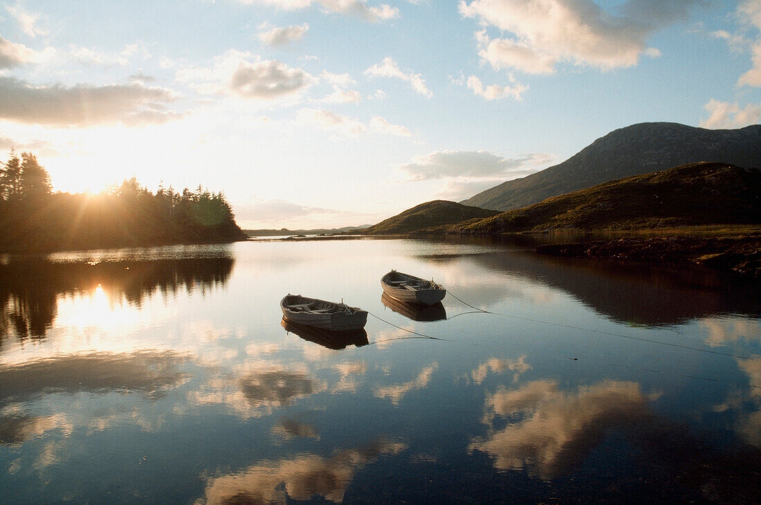 'Boats On Ballynahinch Lake; Ballynahinch, County Galway, Ireland'