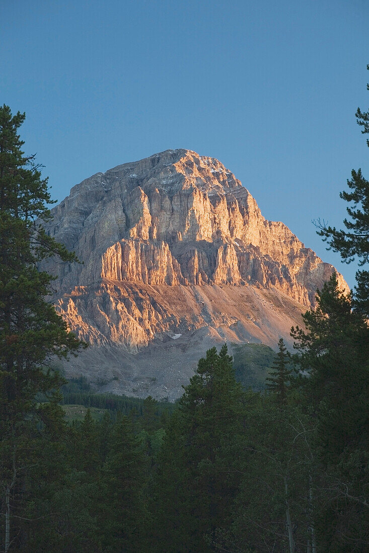 Crowsnest Mountain At Sunrise, Crowsnest Pass, Alberta, Canada