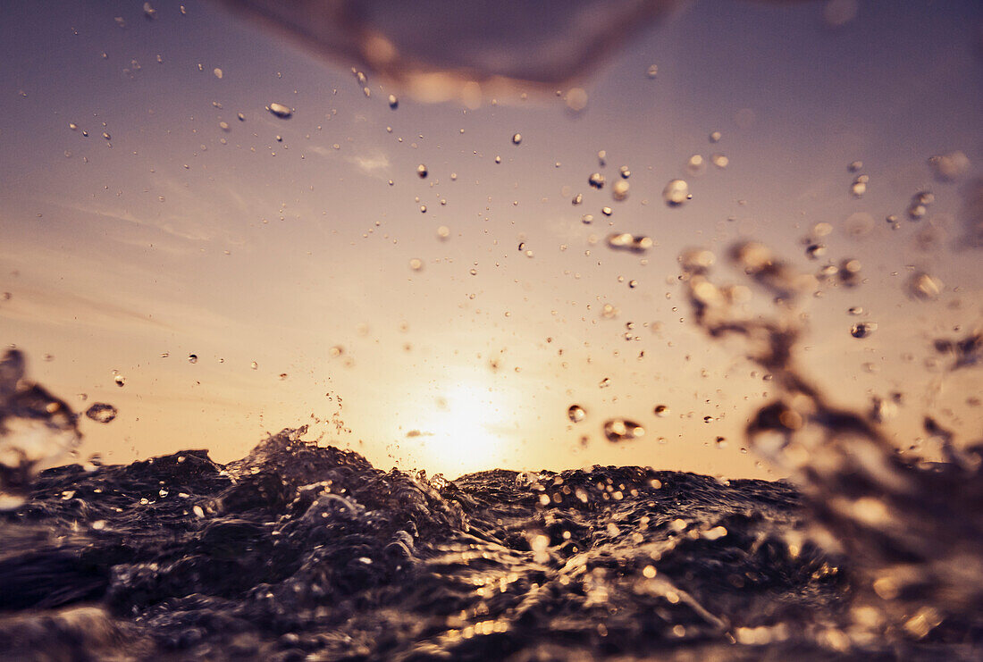 'Splashing Water At Sunset; Tarifa, Cadiz, Andalusia, Spain'
