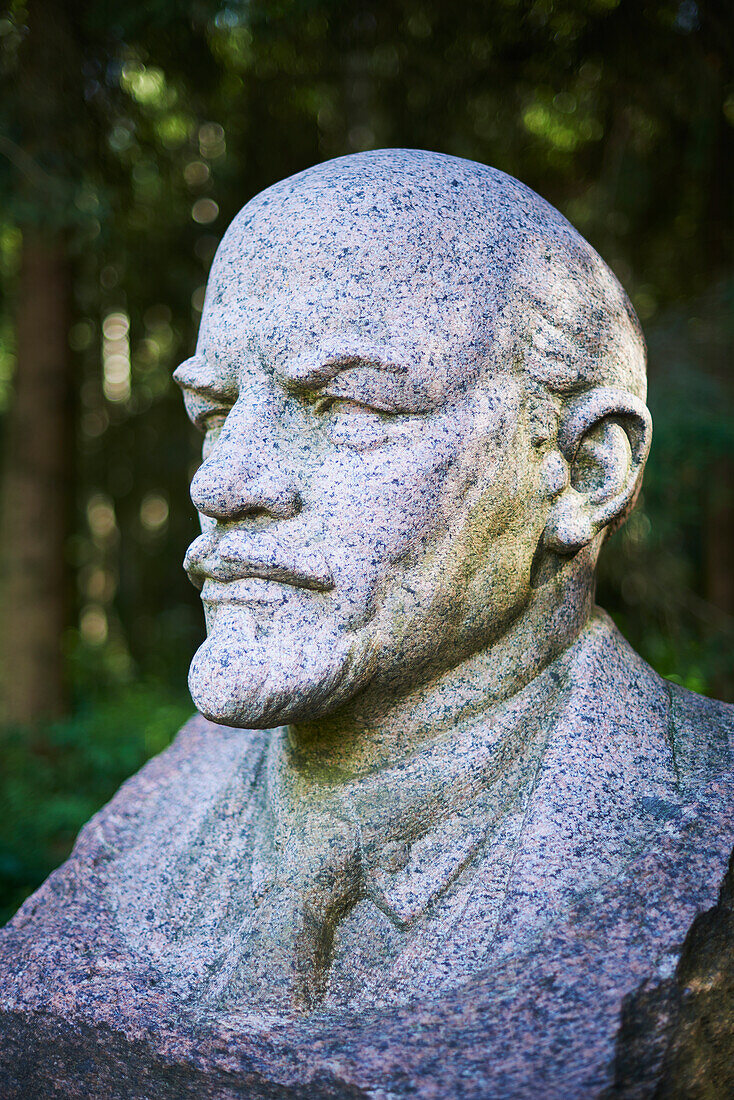 'Sculptural bust of Lenin in Grutas Park, also known as Stalin World; Druskinninkai, Lithuania'