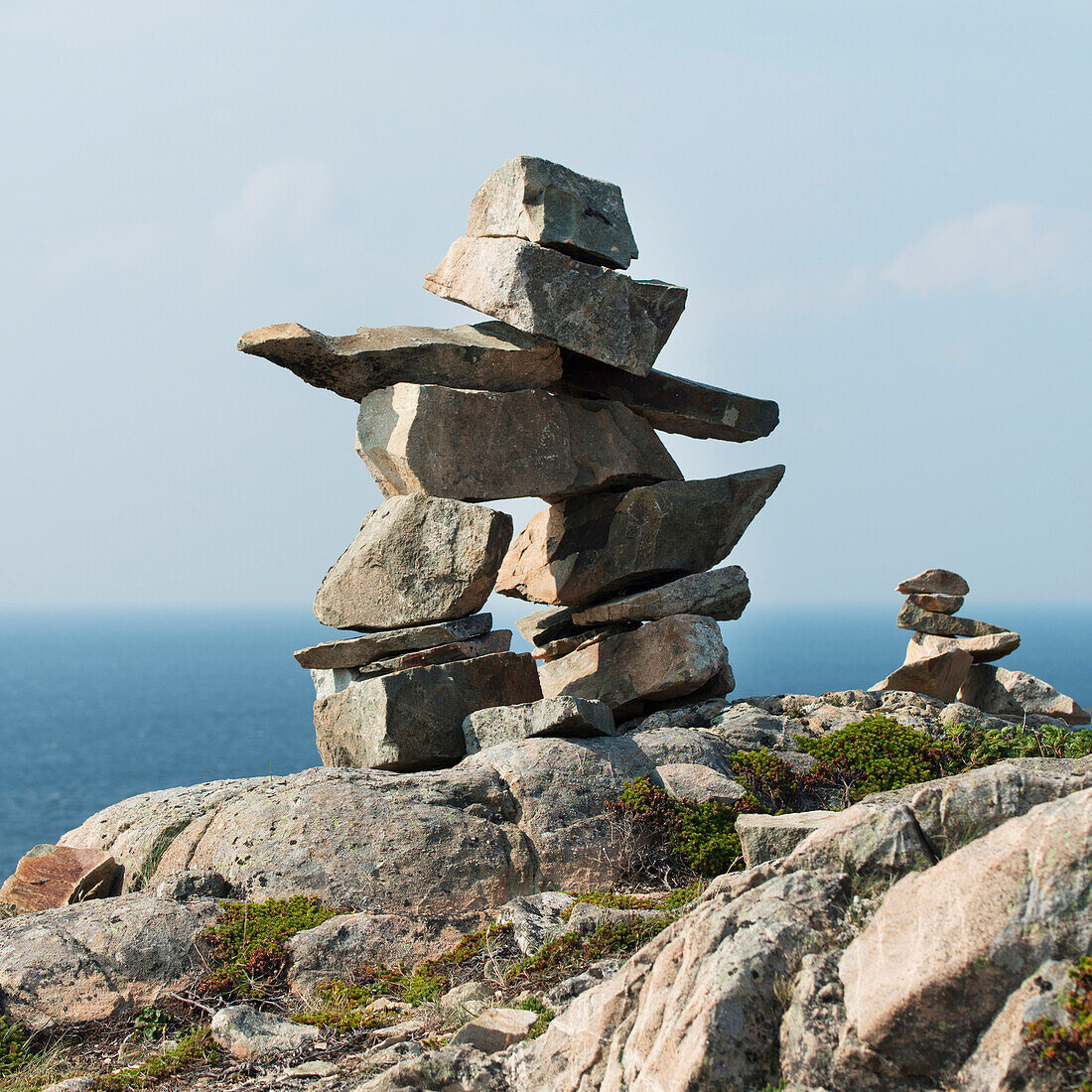'Inukshuk on the shore of the atlantic coast; Newfoundland and Labrador, Canada'