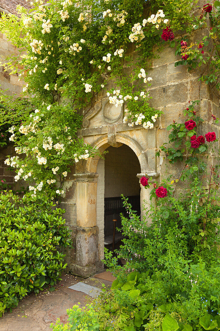 Entrance to the manor house, Bateman's, home of the writer Rudyard Kipling, East Sussex, Great Britain