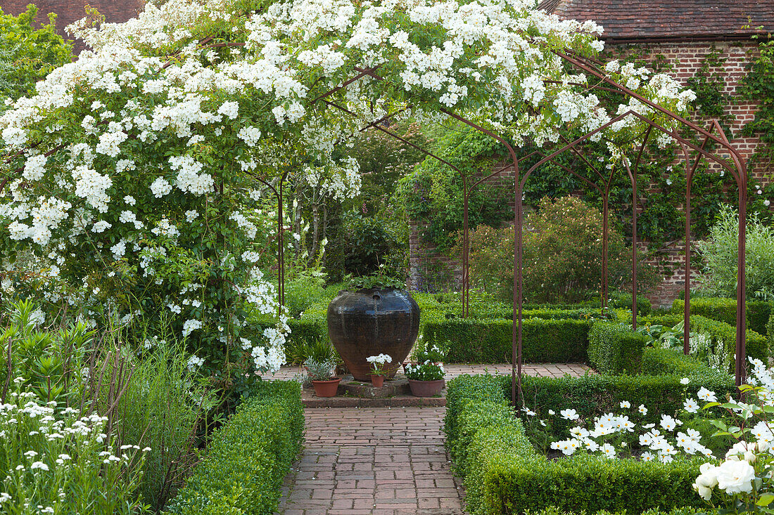 White Garden, Sissinghurst Castle Gardens, Kent, Great Britain